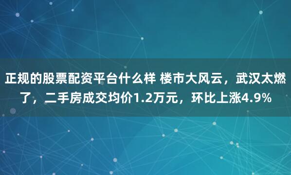 正规的股票配资平台什么样 楼市大风云，武汉太燃了，二手房成交均价1.2万元，环比上涨4.9%