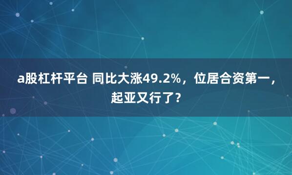 a股杠杆平台 同比大涨49.2%，位居合资第一，起亚又行了？